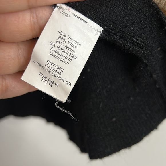 J.Crew elbow patch a button side pull over sweater women’s medium black cream - Picture 3 of 7